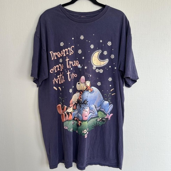 Disney Tops - Disney Winnie the Pooh and Piglet Night Gown Navy Blue Womens XL